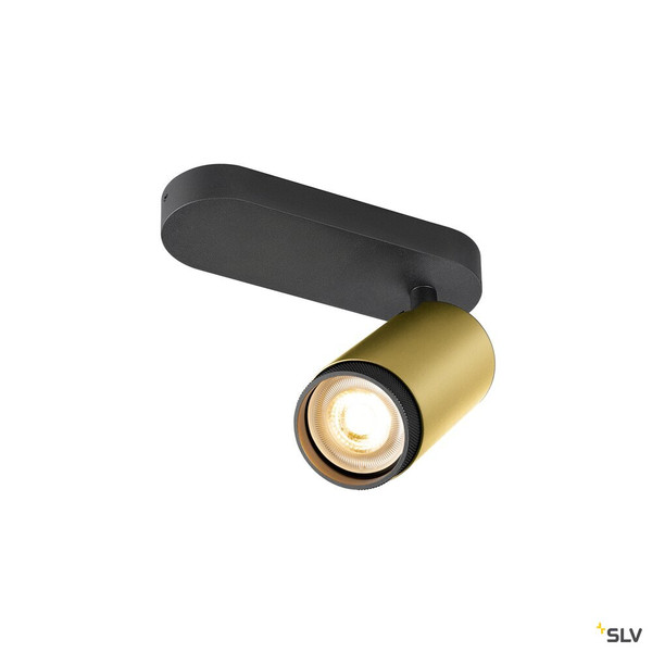 SLV 1009095 GRIP! L, SPOT CL, single, QPAR51, Deckenaufbauleuchte, zylindrisch, 1 x max. 6 Watt, gold / schwarz