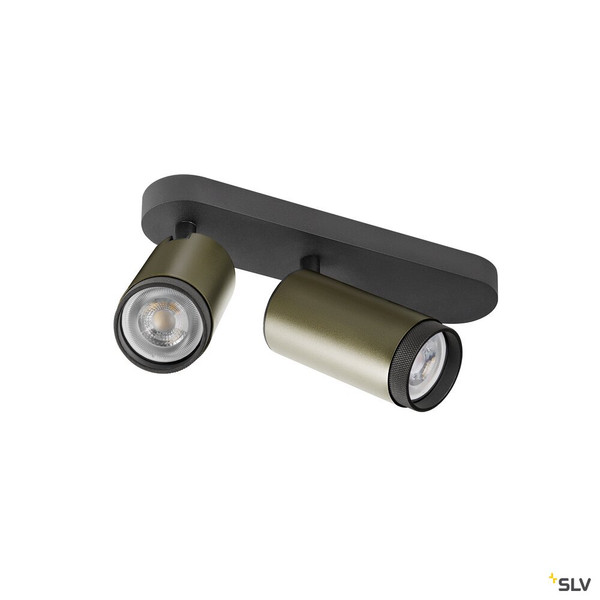 SLV 1009098 GRIP! L, SPOT CL, double, QPAR51, Deckenaufbauleuchte, zylindrisch, 2 x max. 6 Watt, bronze / schwarz