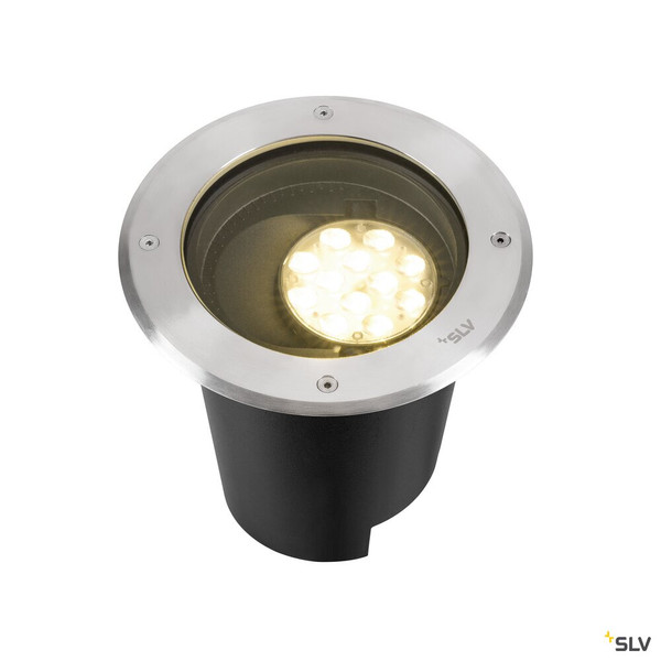 SLV 1009168 DASAR® L, Bodeneinbauleuchte, asymmetrisch, 3000K, 70°/40°, IP65/IP67, rund, edelstahl / schwarz