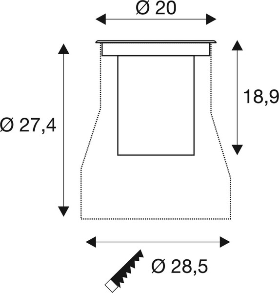 SLV 1009168 DASAR® L, Bodeneinbauleuchte, asymmetrisch, 3000K, 70°/40°, IP65/IP67, rund, edelstahl / schwarz