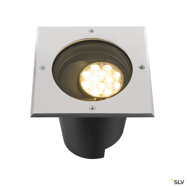 SLV 1009169 DASAR® L, Bodeneinbauleuchte, asymmetrisch, 3000K, 70°/40°, IP65/IP67, quadratisch, edelstahl / schwarz