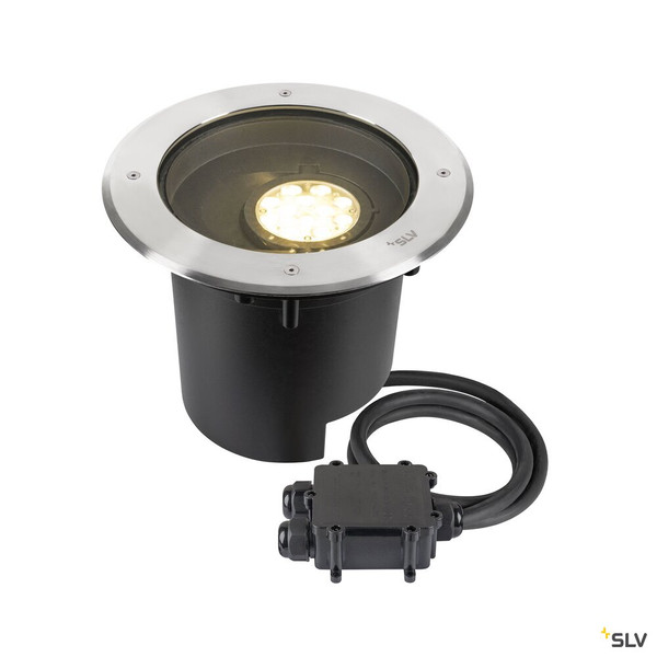 SLV 1009170 DASAR® XL, Bodeneinbauleuchte, asymmetrisch, 3000K, 70°/40°, IP65/IP67, rund, edelstahl / schwarz