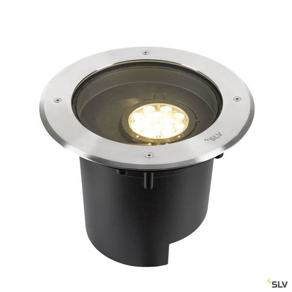 SLV 1009170 DASAR® XL, Bodeneinbauleuchte, asymmetrisch, 3000K, 70°/40°, IP65/IP67, rund, edelstahl / schwarz