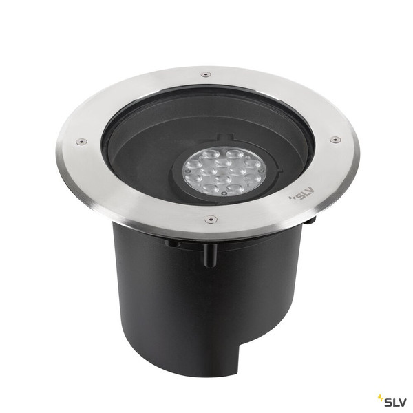 SLV 1009170 DASAR® XL, Bodeneinbauleuchte, asymmetrisch, 3000K, 70°/40°, IP65/IP67, rund, edelstahl / schwarz