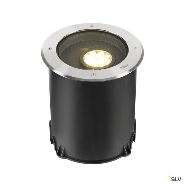 SLV 1009170 DASAR® XL, Bodeneinbauleuchte, asymmetrisch, 3000K, 70°/40°, IP65/IP67, rund, edelstahl / schwarz