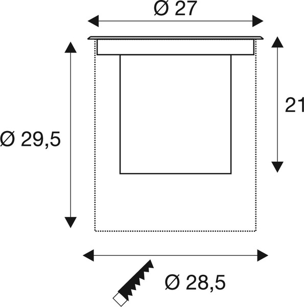 SLV 1009170 DASAR® XL, Bodeneinbauleuchte, asymmetrisch, 3000K, 70°/40°, IP65/IP67, rund, edelstahl / schwarz