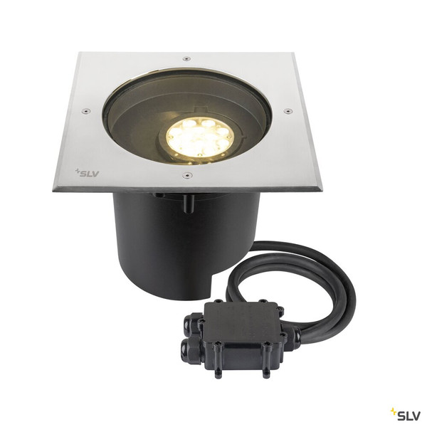 SLV 1009171 DASAR® XL, Bodeneinbauleuchte, asymmetrisch, 3000K, 70°/40°, IP65/IP67, quadratisch, edelstahl / schwarz