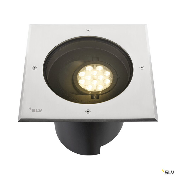 SLV 1009171 DASAR® XL, Bodeneinbauleuchte, asymmetrisch, 3000K, 70°/40°, IP65/IP67, quadratisch, edelstahl / schwarz