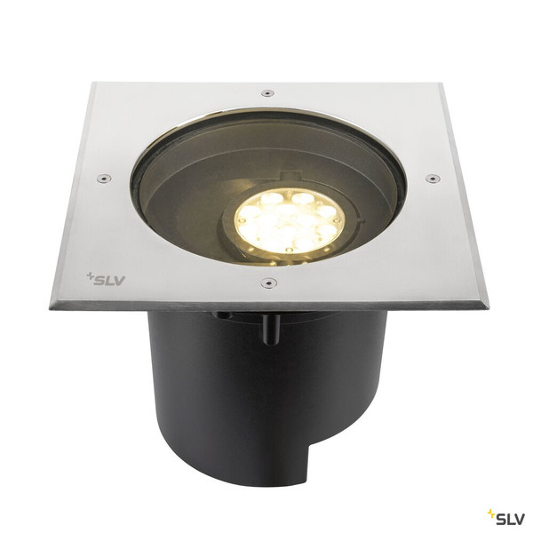 SLV 1009171 DASAR® XL, Bodeneinbauleuchte, asymmetrisch, 3000K, 70°/40°, IP65/IP67, quadratisch, edelstahl / schwarz