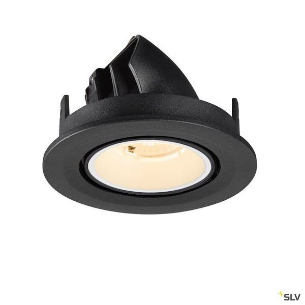 SLV 1009383 NUMINOS® GIMBLE S, Deckeneinbauleuchte, 2700 K, 40°, IP20, rund, schwarz / weiß