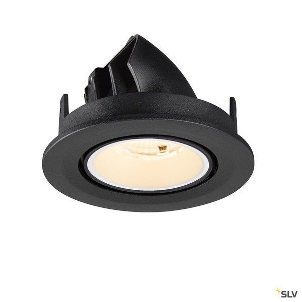 SLV 1009386 NUMINOS® GIMBLE S, Deckeneinbauleuchte, 2700 K, 55°, IP20, rund, schwarz / weiß