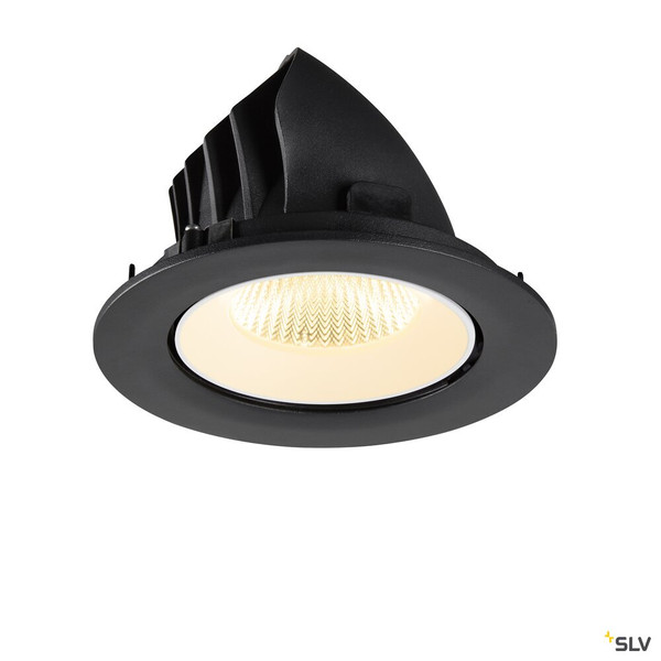 SLV 1009725 NUMINOS® GIMBLE L, Deckeneinbauleuchte, 3000 K, 40°, IP20, rund, schwarz / weiß