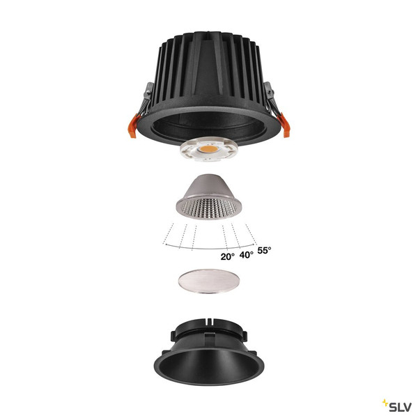 SLV 1009939 NUMINOS® XL, Deckeneinbauleuchte, 3000 K, 40°, IP20, rund, schwarz