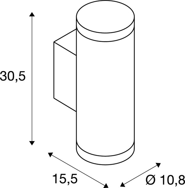 SLV 1010173 HELIA PRO L, Wandaufbauleuchte, single, DALI, P2, zylindrisch, 2700 K, 15 W, 24°, anthrazit