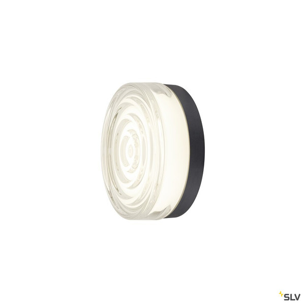 SLV 1010211 CYFT WAVE XL, Wand- und Deckenaufbauleuchte, 2700/3000/4000 K, 15 W, PHASE, 105°, IP65 schwarz / klar