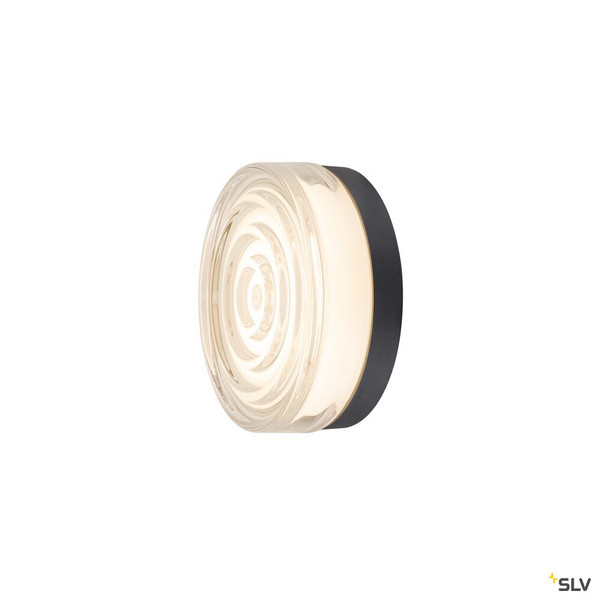 SLV 1010211 CYFT WAVE XL, Wand- und Deckenaufbauleuchte, 2700/3000/4000 K, 15 W, PHASE, 105°, IP65 schwarz / klar