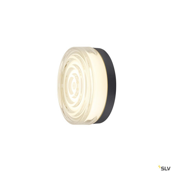 SLV 1010211 CYFT WAVE XL, Wand- und Deckenaufbauleuchte, 2700/3000/4000 K, 15 W, PHASE, 105°, IP65 schwarz / klar