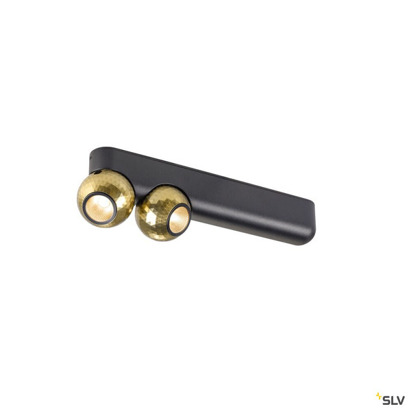 SLV 1010306 DYSKO, Wand- und Deckenaufbauleuchte, double, PHASE, 2700K, 13 W, 36°, schwarz / gold