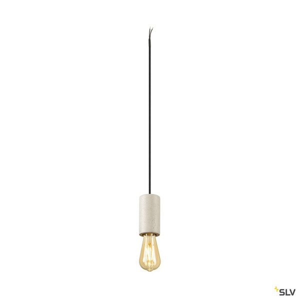 SLV 1010418 FITU PD, E27, stone, Pendelleuchte, Pendellänge 500 cm, offenes Kabelende, 1 x max. 15 W, beige