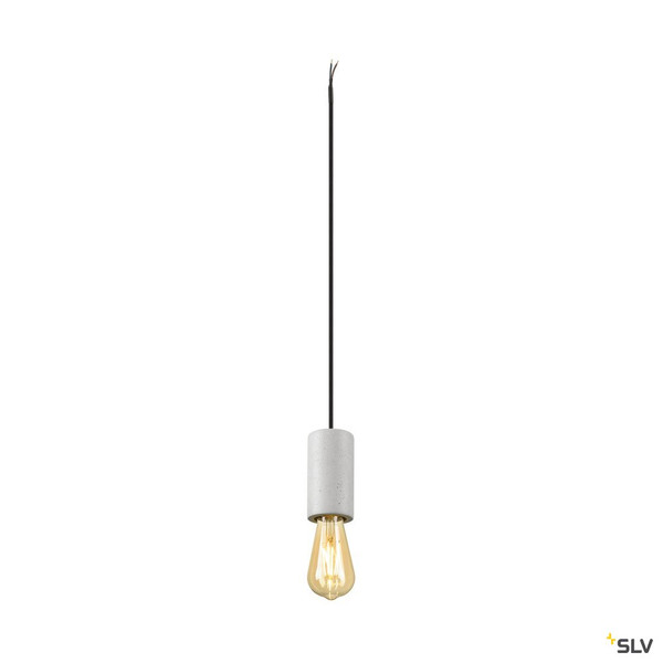 SLV 1010419 FITU PD, E27, stone, Pendelleuchte, Pendellänge 500 cm, offenes Kabelende, 1 x max. 15 W, grau