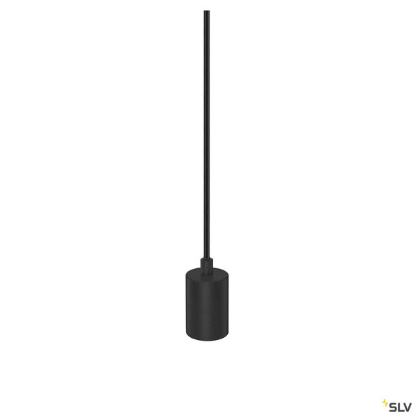 SLV 1010420 FITU PD, E27, ribbed, Pendelleuchte, Pendellänge 500 cm, offenes Kabelende, 1 x max. 15 W, schwarz