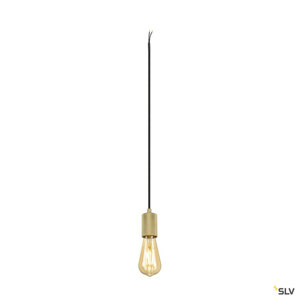 SLV 1010421 FITU PD, E27, ribbed, Pendelleuchte, Pendellänge 500 cm, offenes Kabelende, 1 x max. 15 W, gold