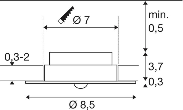 SLV 1010507 P-LIGHT, Deckeneinbauleuchte, rund, 6500K, 5W, weiß