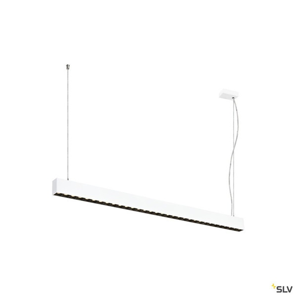 SLV 1010509 GLENOS® PRO, Pendelleuchte, 1,2m, DALI, UGR16, Pendellänge 210 cm, 3000K, 75°, weiß / schwarz