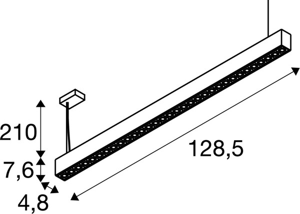 SLV 1010509 GLENOS® PRO, Pendelleuchte, 1,2m, DALI, UGR16, Pendellänge 210 cm, 3000K, 75°, weiß / schwarz