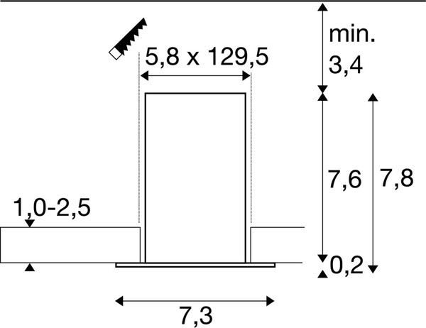 SLV 1010523 GLENOS® PRO, Deckeneinbauleuchte, 1,2m, DALI, UGR19, 4000K, 75°, IP20, weiß / schwarz