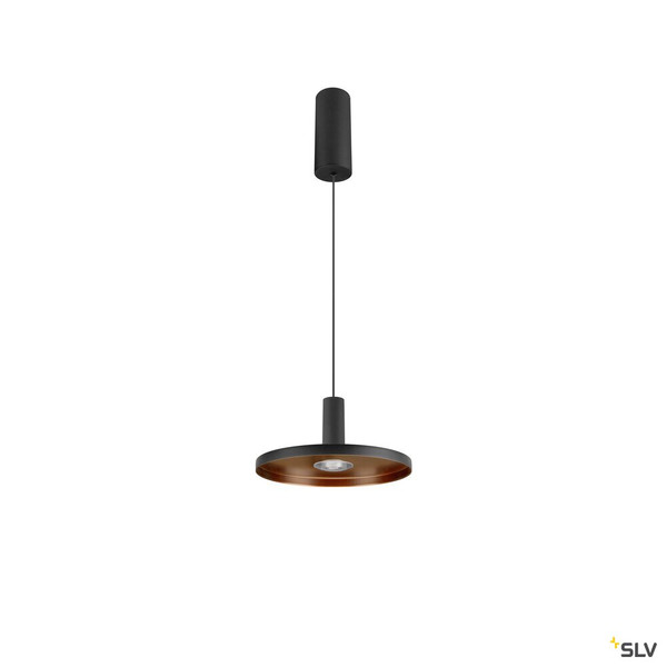 SLV 1010792 LALU® SET, Pendelleuchte, LED Base, PLATE 22, PHASE, Pendellänge 200 cm, 2700/3000 K, 40°, schwarz