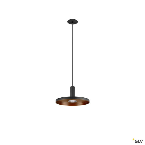 SLV 1010796 LALU® SET, Pendelleuchte, LED Base, PLATE 22, PHASE, Recessed, Pendellänge 200 cm, 2700/3000 K, 40°, schwarz