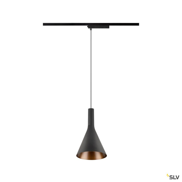 SLV 1010797 LALU® SET, 1~ Pendelleuchte, LED Base, CONE 15, PHASE, Pendellänge 200 cm, 2700/3000K, 40°, schwarz