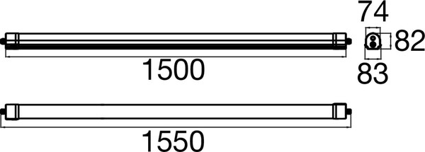 SLV 1010839 Waterproof Feuchtraumleuchte V, 1500 60 830/840/850 ML DALI IP65