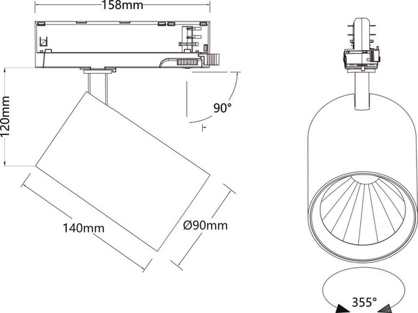 SLV 1011088 TRACKSPOT P, 3PH. 61 927 MB ML BK SLVtec