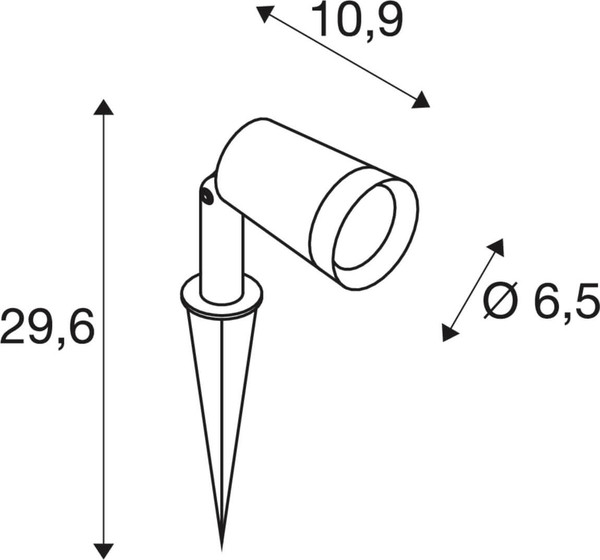 SLV 1011599 SYNA Plant, SP, Erdspiessleuchte, 150cm Anschlusskabel, IP44/IP65, 2200K, 6.2W, 36°, schwarz