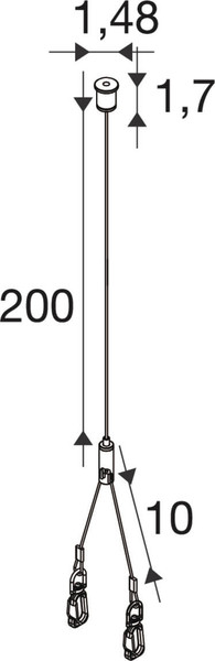 SLV 1011842 BATTEN INDUSTRY C+P, SCK 2000 Steel Cable Suspension Kits 2000MM SLVtec