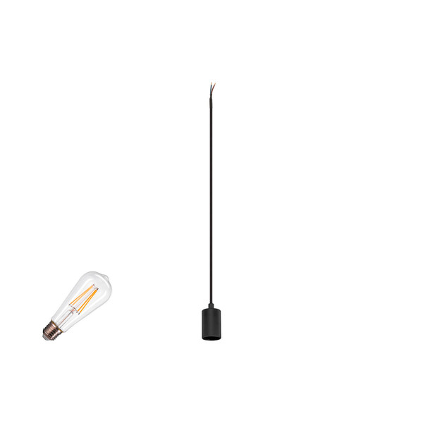 SLV 1012034 FITU Lamp Set, PD, Ribbed, 1-Phasen Pendelleuchte, E27, 2700K, Phase, 320°, schwarz