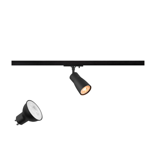 SLV 1012060 PURI 2.0 Lamp Set, Dome, 1-Phasen Spot, inkl. PAR16 GU10, 2700K, GU10, 6W, Phase, 38°, schwarz