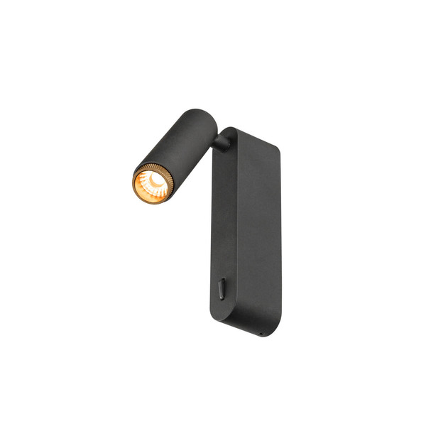 SLV 1012179 GRIP! S, WL, Ein/Aus-Schalter, Wandaufbauleuchte, 2700K, 4.6W, 29°, schwarz / goldfarben
