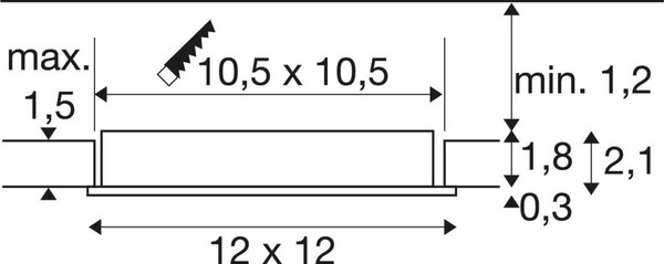 SLV 1012199 SENSER 2.0 12, RL, eckig, Phase, Deckeneinbauleuchte, 3000K / 4000K, 8.4W, 90°, weiß