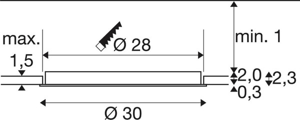 SLV 1012204 SENSER 2.0 30, RL, rund, Phase, Deckeneinbauleuchte, 3000K / 4000K, 25W, 90°, weiß