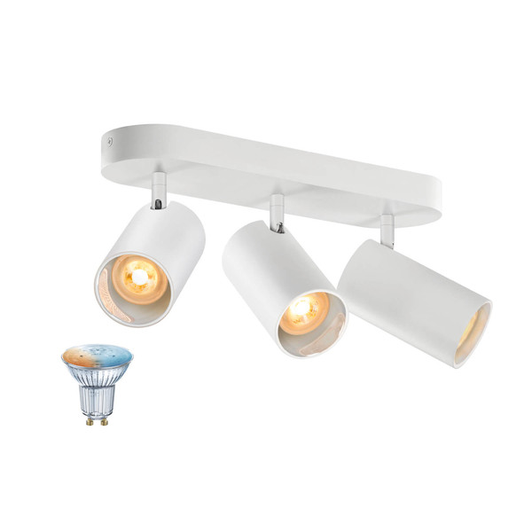 SLV 1012509 ASTO TUBE Smart Set, CW, Triple, GU10, PAR16, ZIGBEE, TW, Wand- und Deckenaufbauleuchte, weiß