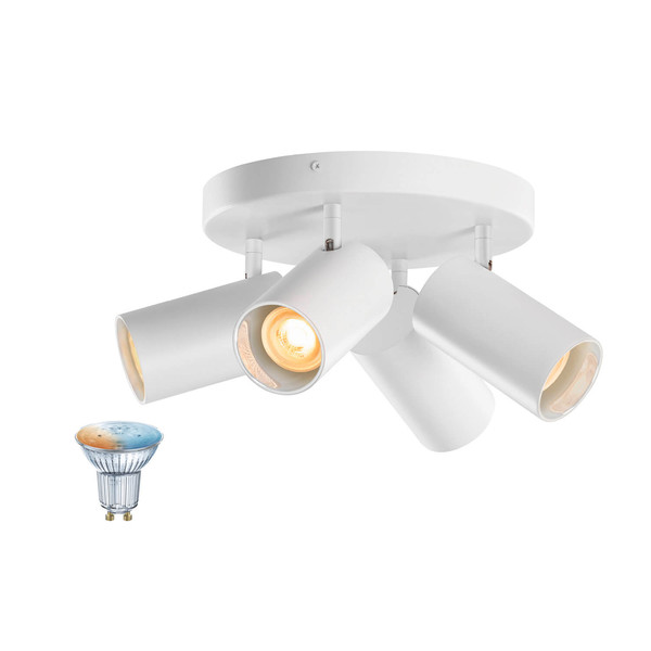 SLV 1012511 ASTO TUBE Smart Set, CW, vierfach, GU10, PAR16, ZIGBEE, TW, Wand- und Deckenaufbauleuchte, weiß