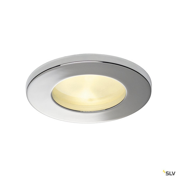 SLV 111022 DOLIX OUT, Outdoor Einbauleuchte, QPAR51, IP44, rund, chrom, max. 35W, inkl. Clipfedern