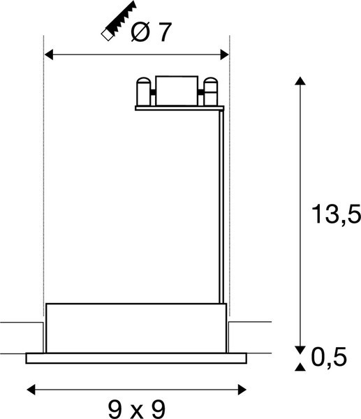 SLV 111127 DOLIX OUT, Outdoor Einbauleuchte, QR-C51, IP65, eckig, titan, max. 35W, inkl. Clipfedern
