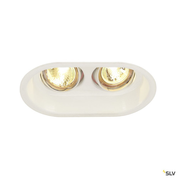SLV 113101 HORN, Einbauleuchte, zweiflammig, QR-C51, oval, weiß matt, max. 100W, schwenkbar, inkl. Clipfedern