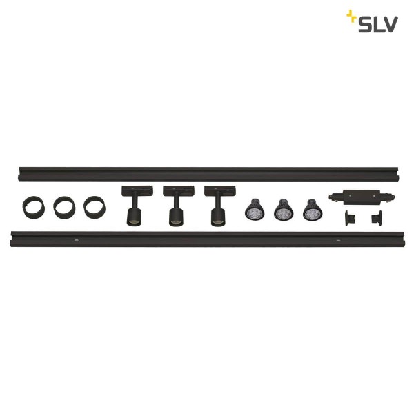 SLV 143190 1-Phasen Hochvolt-Set 3 schwarz 2x1m inkl. 3X PURI und LED Lampe 4,3W