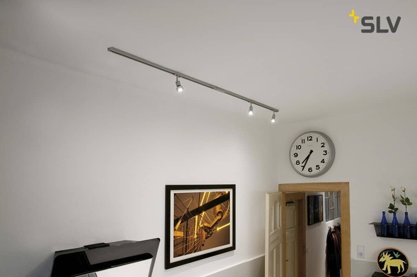 SLV 143194 1-Phasen Hochvolt-Set 4 silbergrau 2x1m inkl. 3X PURI und LED Lampe 4,3W