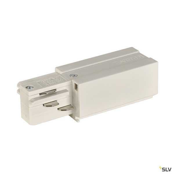 SLV 145521 EINSPEISER, für EUTRAC Hochvolt 3Phasen-Aufbauschiene, Erde rechts, weiß